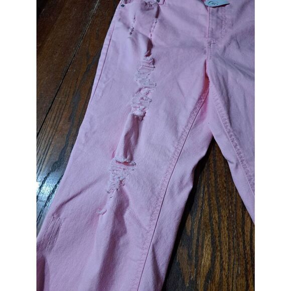 New Size 14 C Est 1946 Pink Distressed High Rise Skinny Denim Jeans with Raw Hem - Picture 4 of 12